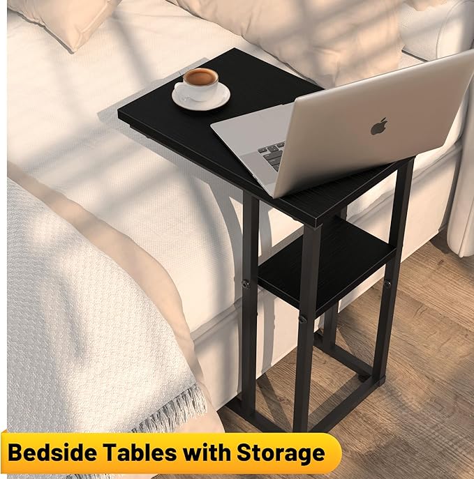 C Shaped End Table, Sturdy 2 Tier C Shaped Side Table - Image 4