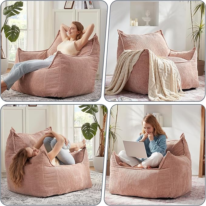 Giant Bean Bag Chair Sofa for Adults Teens, Comfy Corduroy Large Bean Bag Chairs - Image 3