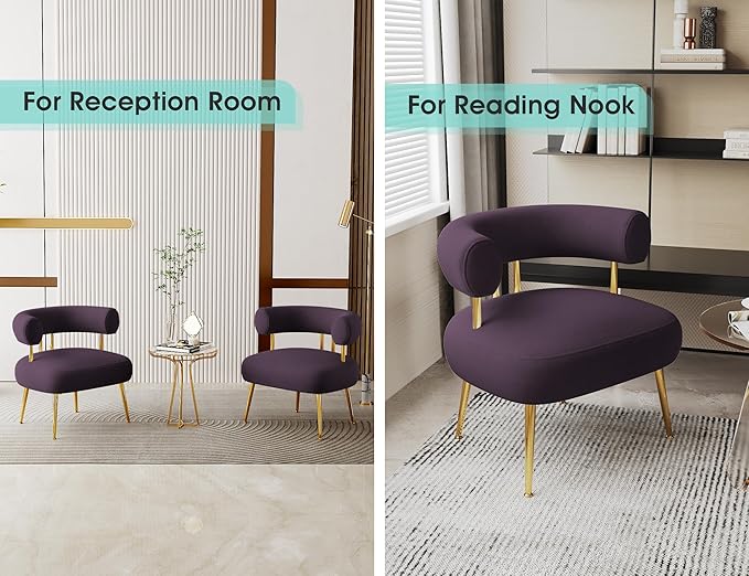 Modern Accent Chair, Round Upholstered Barrel Armchair - Image 5