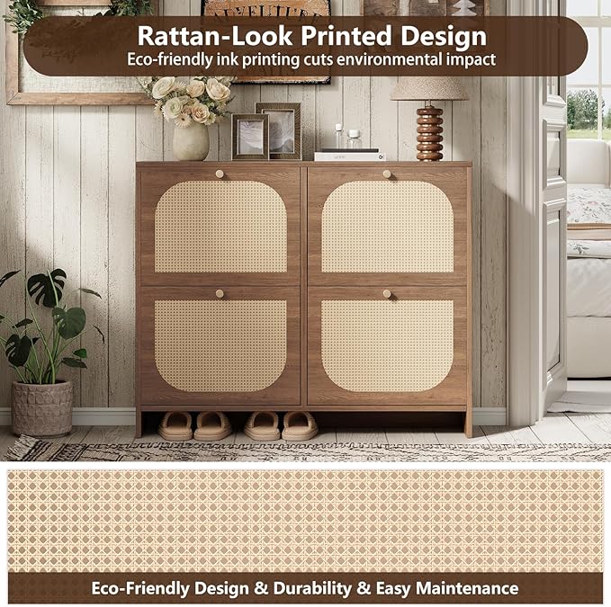 Nicetree Shoe Cabinet Storage for Entryway, Farmhouse Slim Shoe Organizers - Image 3
