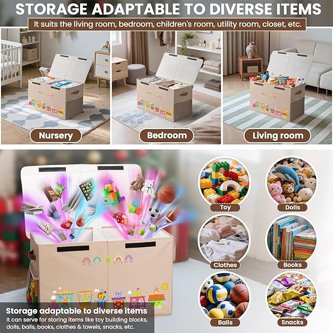 80L Large Toy Storage Box with Lid, Large Toy Box Chest - Image 5
