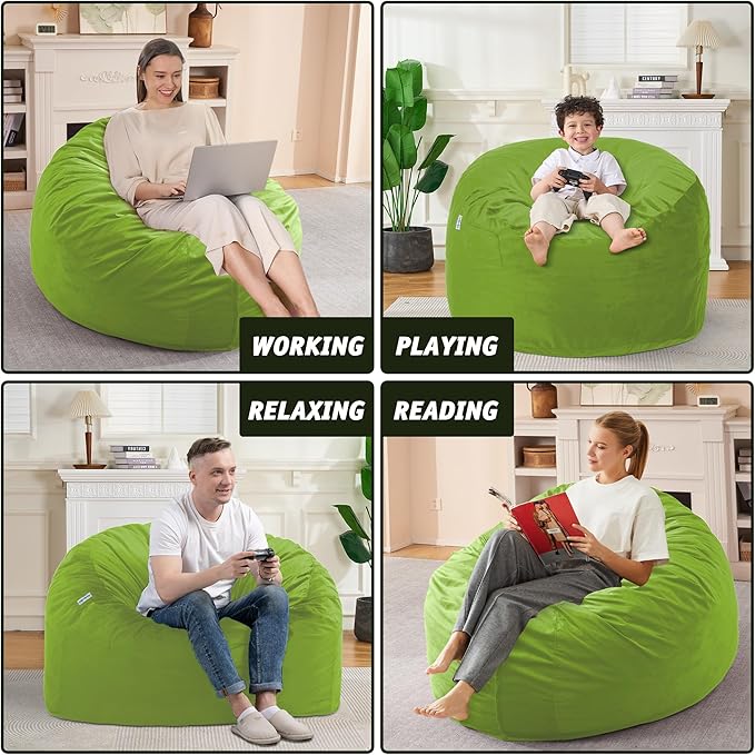 3FT Bean Bag Chair with Ultra Soft Velvet Cover Bean Bag Sofa with Memory Foam - Image 6