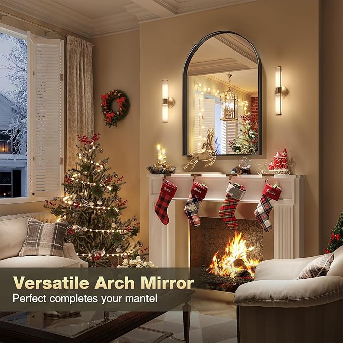Brightify Arched Mirror, 23.9 x 31.9 Inch Black Arch Wall Mirror, Metal Frame - Image 3