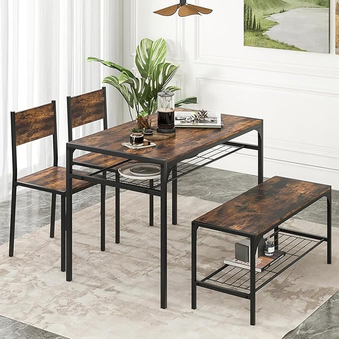 Tangkula Dining Table Set for 4, Kitchen Table and 2 Chairs for 4 - Image 2