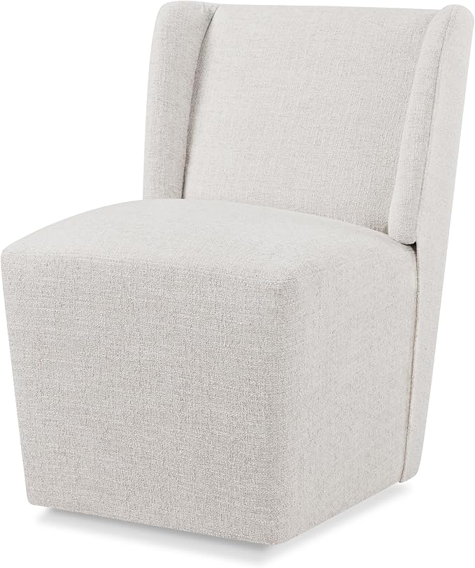 Upholstered Dining Chair with Casters Wingback Modern Side Armless Deskchair by Kislot