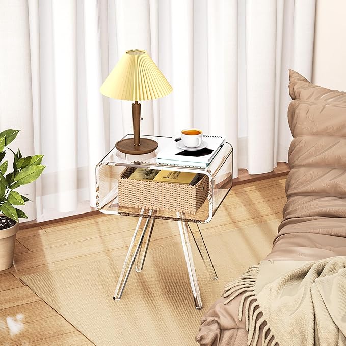 Acrylic Side Table, Acrylic Nightstand Bedside Table - Image 6