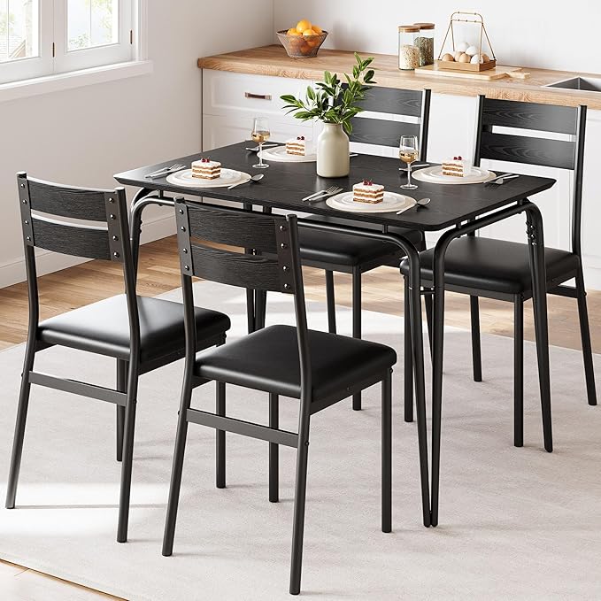 Dining Table for 4, Small Table and Chairs Set of 4, Square Dinette Set for 4 by GarveeHome