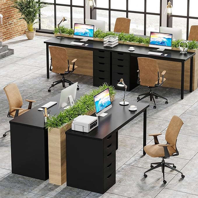 Tribesigns Computer Desk with 5 Drawers, 47 inches Rustic Brown Home Office - Image 8