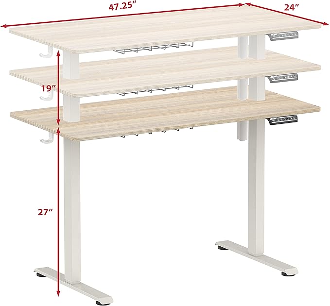 SHW 48-Inch Electric Height Adjustable Sit to Stand Desk - Image 3