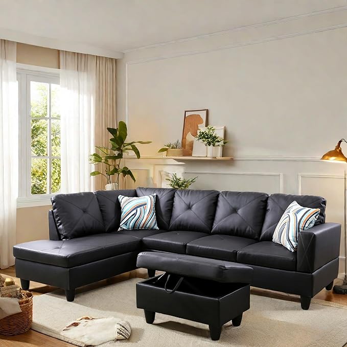 L Shaped Sectional Couch with Otttoman, Apartments by FONTOI