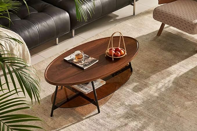 Shrine Glass Coffee Table, Glass and Wood Table, 43.3" D x 21.6" W x 15.7" H - Image 5