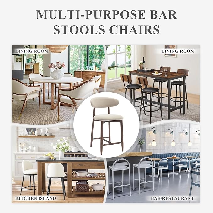 COLAMY Counter Height Bar Stools Set of 2, Kitchen Bar Stools - Image 7