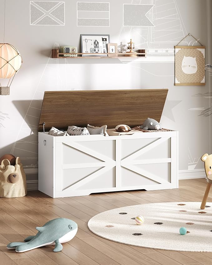 Storage Chest, 43.3" Toy Chest Storage, Farmhouse Storage Bench - Image 6