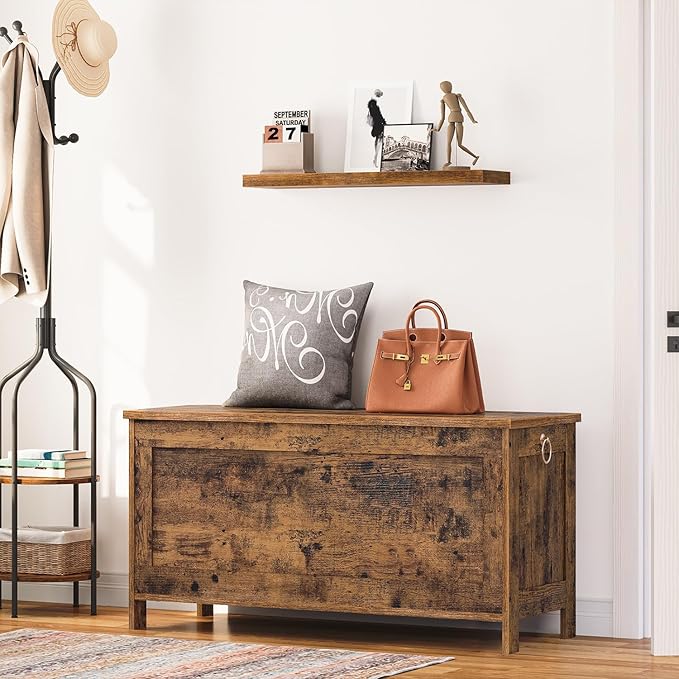 HOOBRO Toy Box, Retro Wooden Look Storage Chest - Image 3