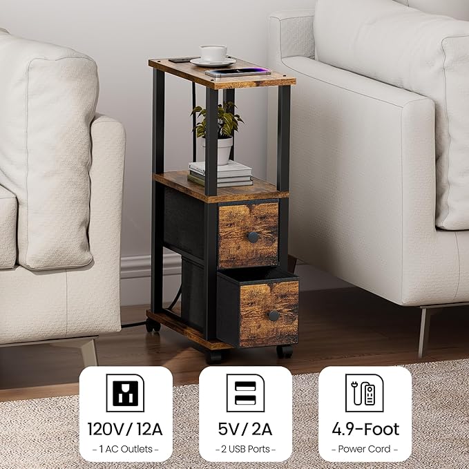 TUTOTAK Small Narrow End Tables, Side Tables - Image 7