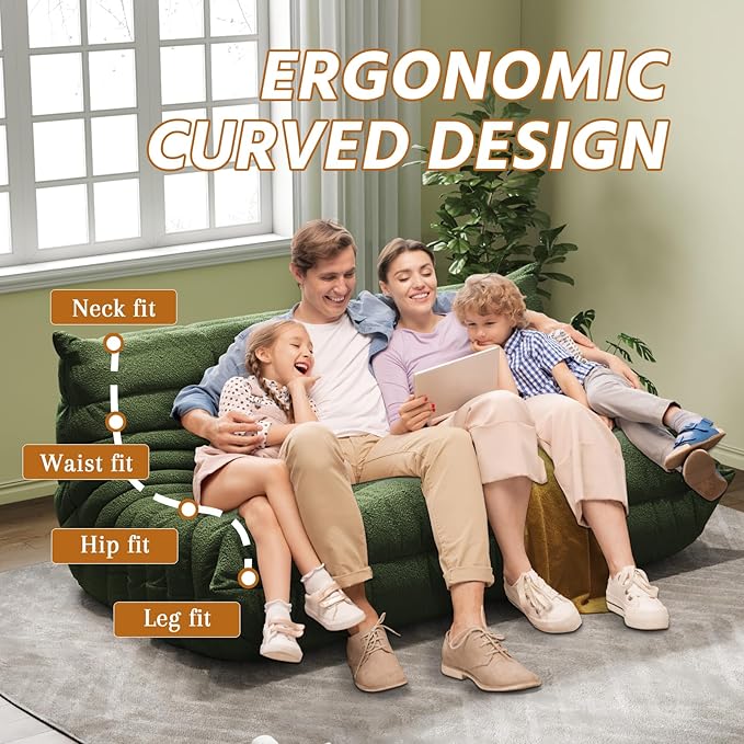 Bean Bag Chairs for Adults, BeanBag Reading Chair Memory Foam Couch 3-Seater - Image 6