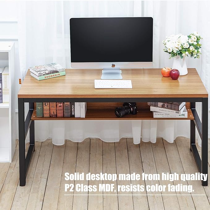 TOPSKY Computer Desk with Bookshelf/Metal Hole Cable Cover 1.18" Thick Desk - Image 5