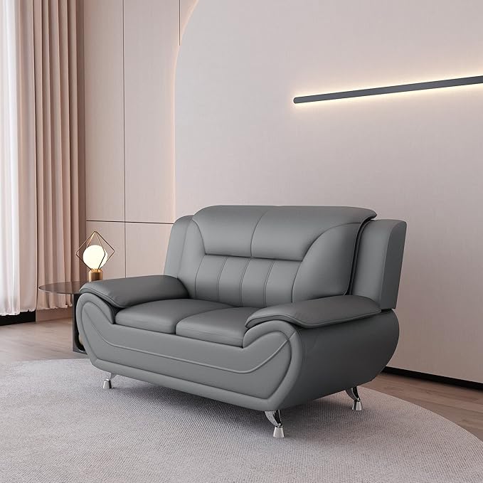 Container Furniture Direct Michael Modern Faux Leather Upholstered Stainless - Image 11