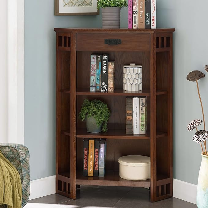 Leick Home 82263 Mission Mantel Height Corner Bookcase - Image 2