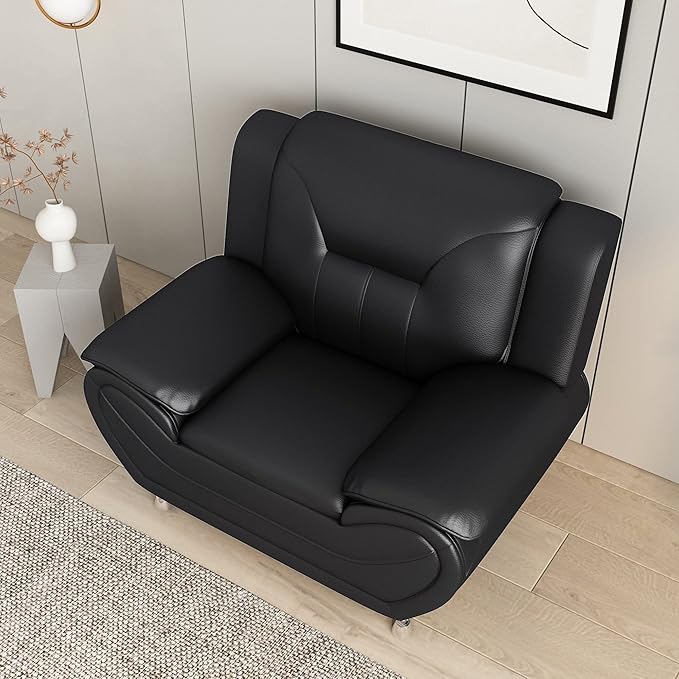 Container Furniture Direct Michael Modern Faux Leather Upholstered Stainless - Image 14