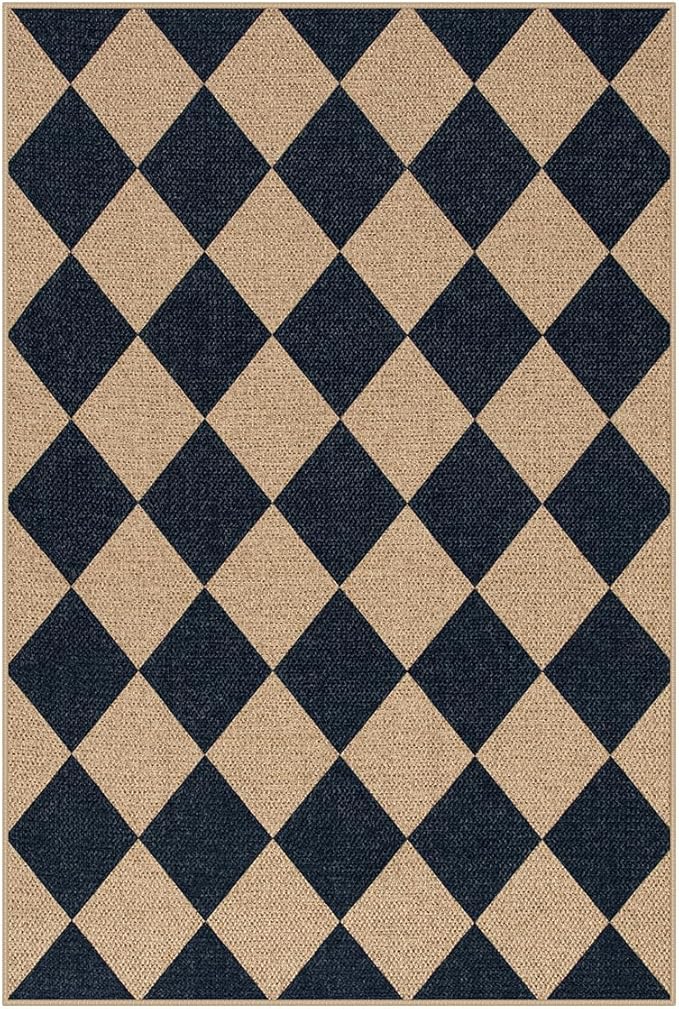 Lahome Checkered Easy Jute Kitchen Rug, 2x3 Front Door Mat Non Slip Washable - Image 7