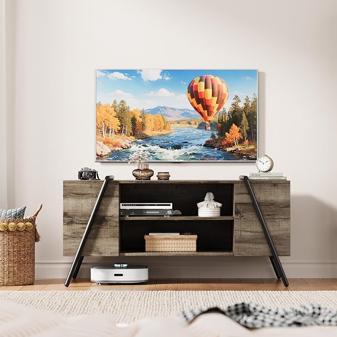 Garvee 47 Inch TV Stand with Slanted Metal Legs, Industrial Media Console with - Image 2
