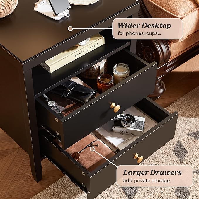 Huuger Nightstand with Charging Station, Bed Side Table - Image 6