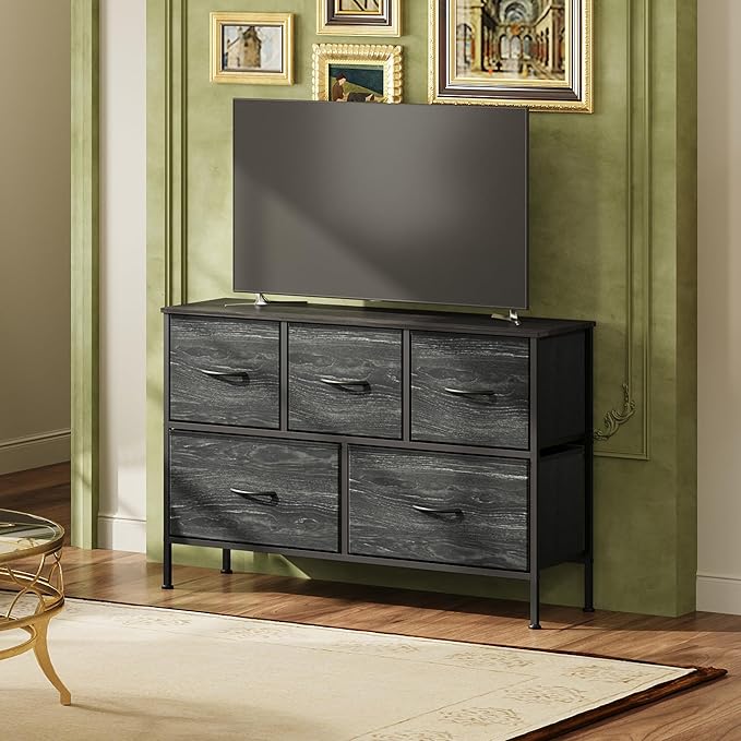 WLIVE Dresser for Bedroom with 5 Drawers, Long Storage Dresser, Fabric Dressers - Image 8