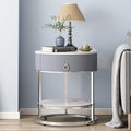 OIOG Modern End Table with Drawer, 2 Tier Side Table with Shelf, Round by OIOG