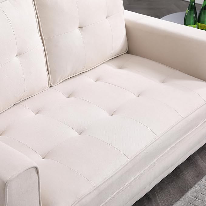 ERYE 3 Fold Tufted Upholstered Futon Sofa Bed Modern Convertible Foldable Floor - Image 7
