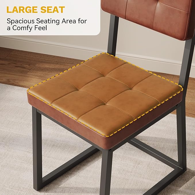 DWVO Modern Dining Chairs Set of 2 Brown Upholstered Kitchen Chairs - Image 6