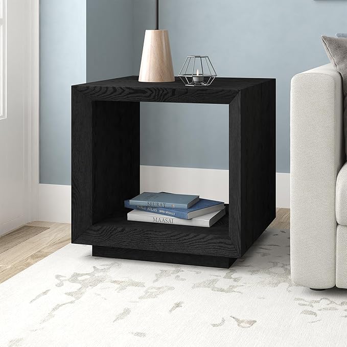 Henn&Hart 22" Wide Rectangular Side Table in Natural Black, - Image 4