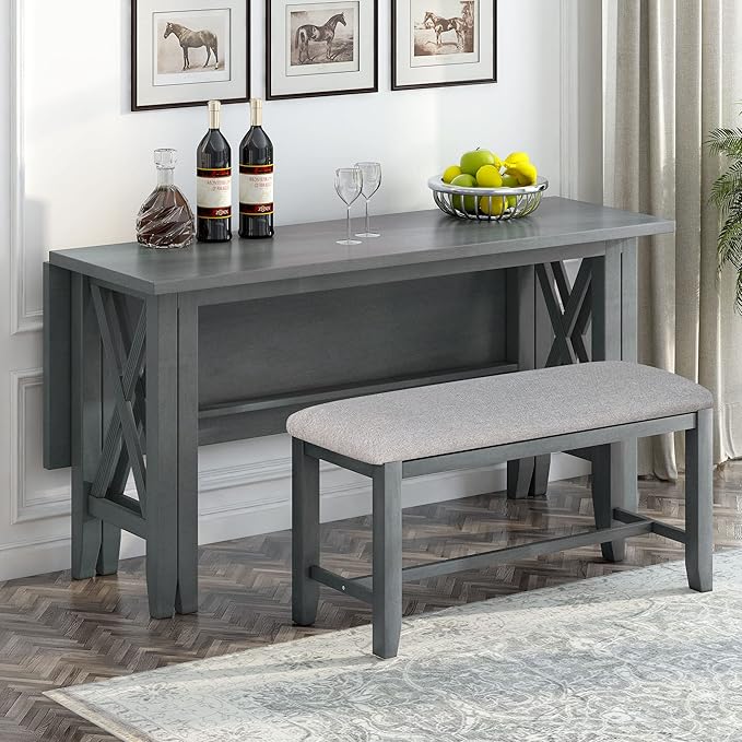 Ball & Cast 6-Piece Dining Table Set, Rectangular Dining Room Foldable Table - Image 4