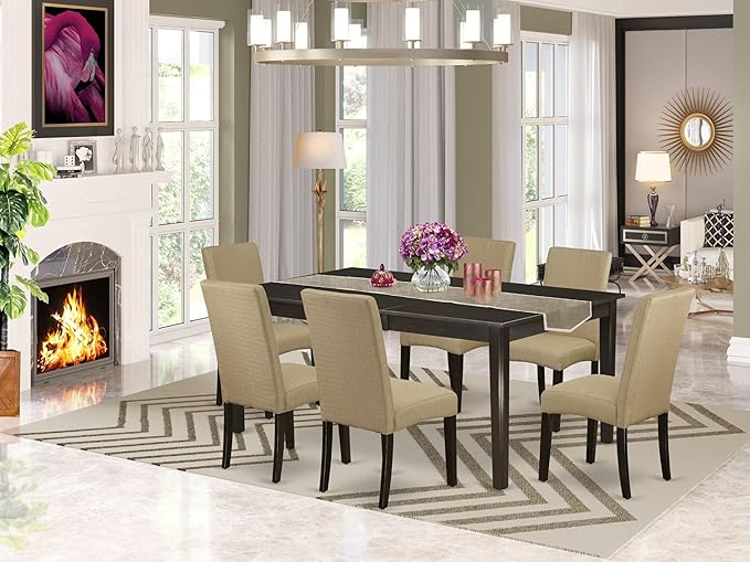 East West Furniture HEDR7-CAP-03 7 Piece Kitchen Table & Chairs Set Consist of - Image 2