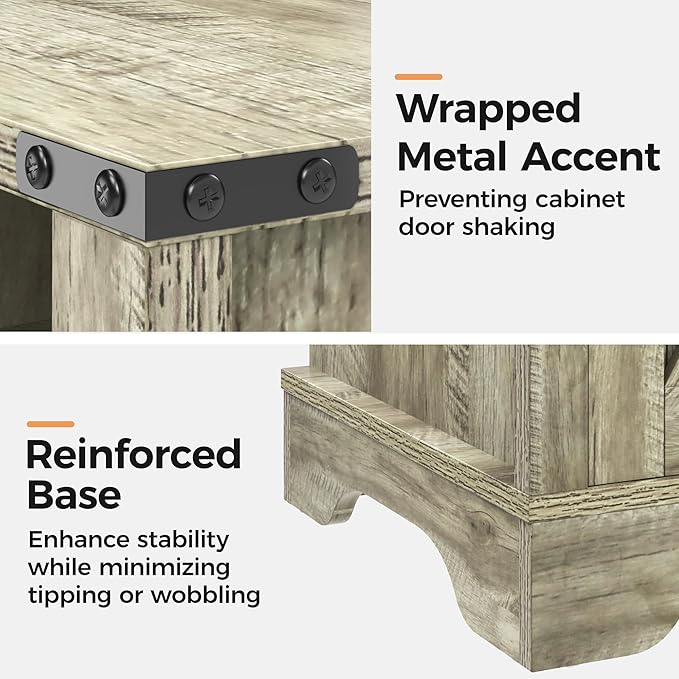 RoyalCraft Nightstand Set of 2, Tall Farmhouse Bedside Table - Image 8