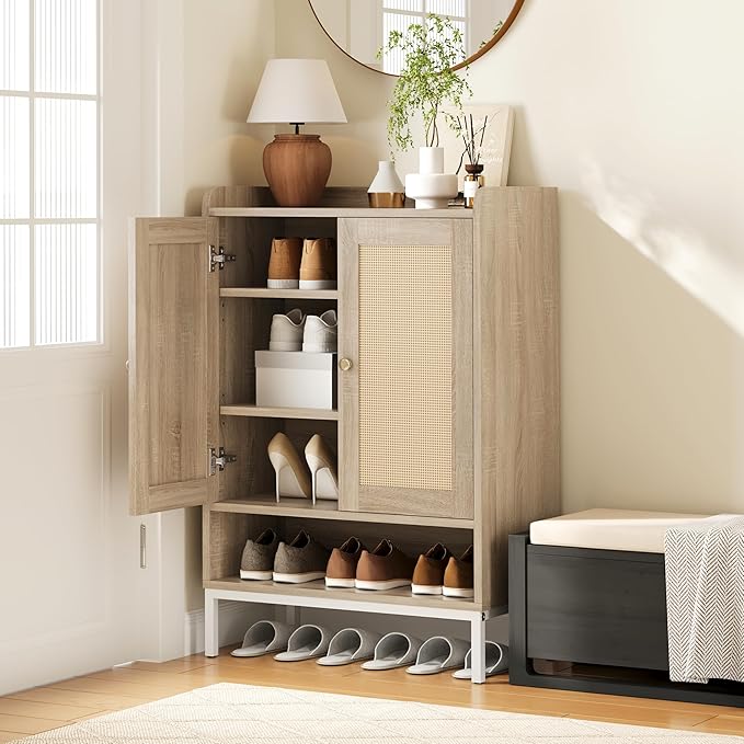 Rattan Shoe Cabinet Storage for Entryway, Shoe Cabinet by JASIWAY
