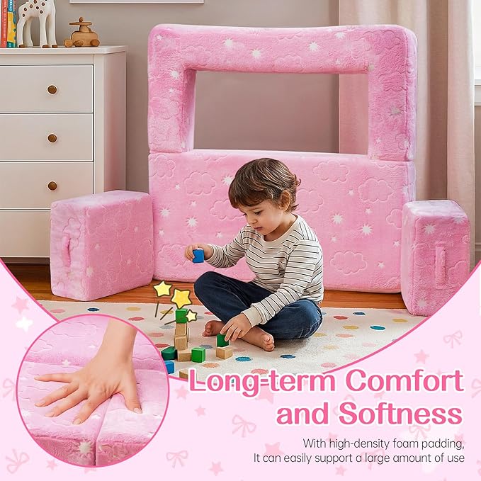 Lamerge Toddler Couch Glow in The Dark Toddler Fold Out Couch - Image 3