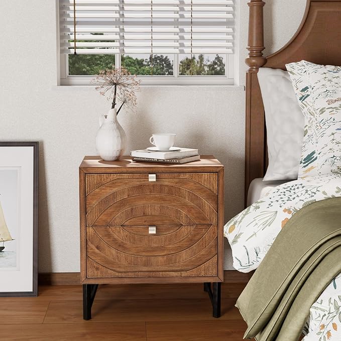 COSIEST Vintage Nightstands Set of 2, Bedside Tables - Image 6