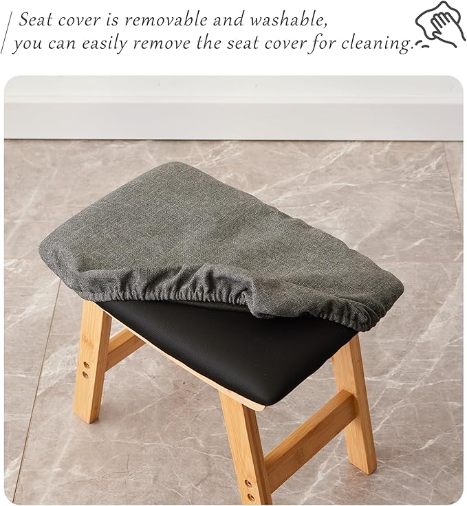 Foot Stool, Bamboo Small Sofa Foot Rest Under Desk, Extra Seating - Image 5
