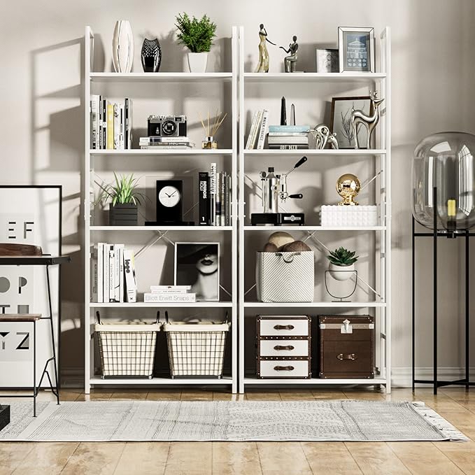 NUMENN 5 Tier Bookshelf, Tall Bookcase Shelf Storage Organizer, Modern Book - Image 2
