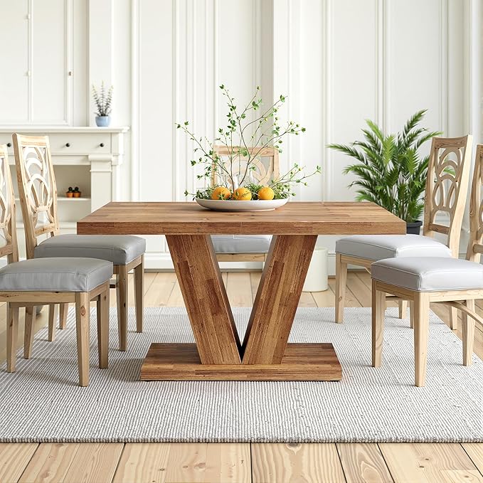 47" Dining Table, Wooden Kitchen Dinner Table Heavy Duty, Farmhouse Table - Image 5