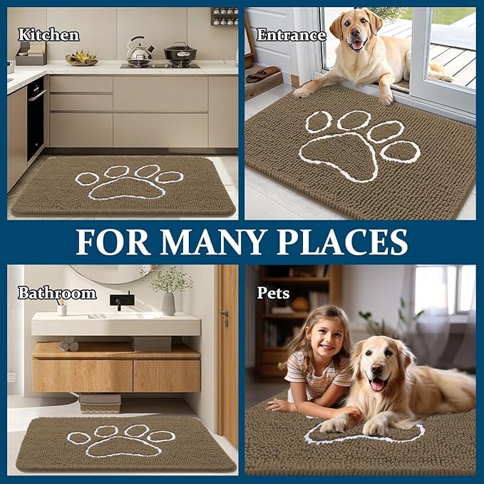 OLANLY Door Mat for Muddy Dog Paws 40x32, Ultra Absorbent Chenille Mud Doormat - Image 7