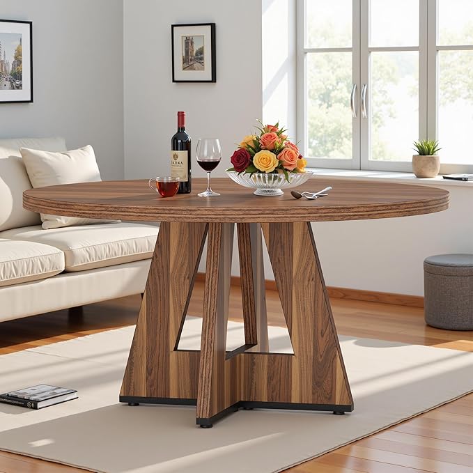 NicBex 47 Inch Round Dining Table, Wooden Dinner Table - Image 5