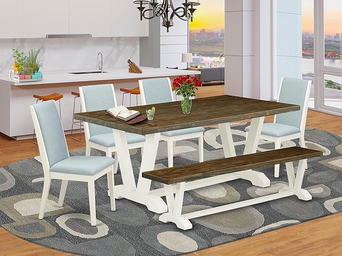 East West Furniture V077LA015-6 6 Piece Dining Table Set Contains a Rectangle - Image 2