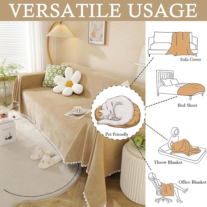 HANDONTIME Khaki Loveseat Covers Couch Cover - Image 5
