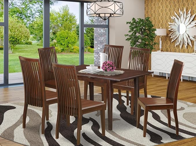 East West Furniture PSIP7-MAH-W 7 Piece Kitchen Table Set Consist of a - Image 6