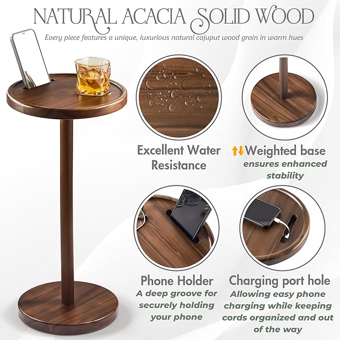Drink Table, 24.4" Tall Compact Side Table - Image 4