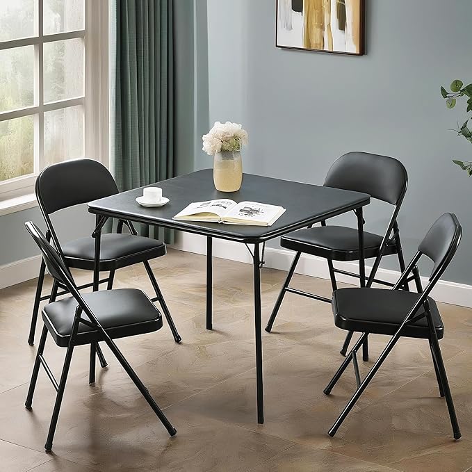 VECELO Folding Card Table and Chair Set of 5 Portable - Image 7