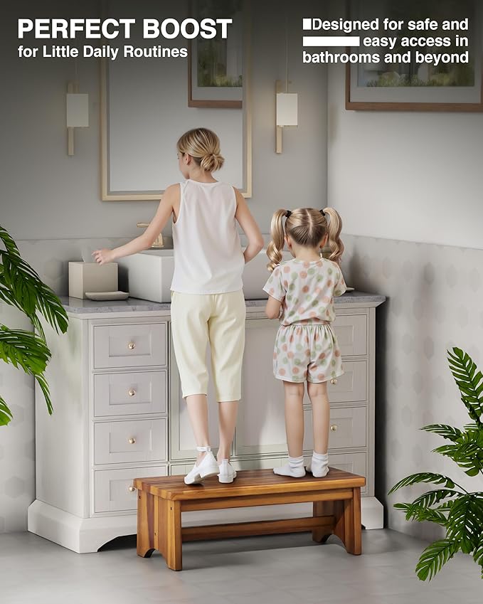 Extra Wide 26in Wooden Step Stool, Heavy Duty One Step Stool - Image 9