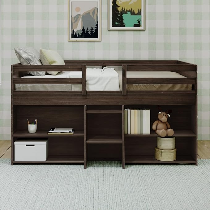 Max & Lily Modern Farmhouse Low Loft Bed, Twin Bed Frame - Image 3